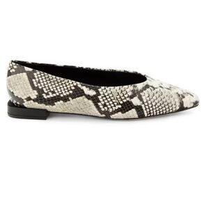 Saks Fifth Avenue Snakeskin Pattern Flats - Black and White